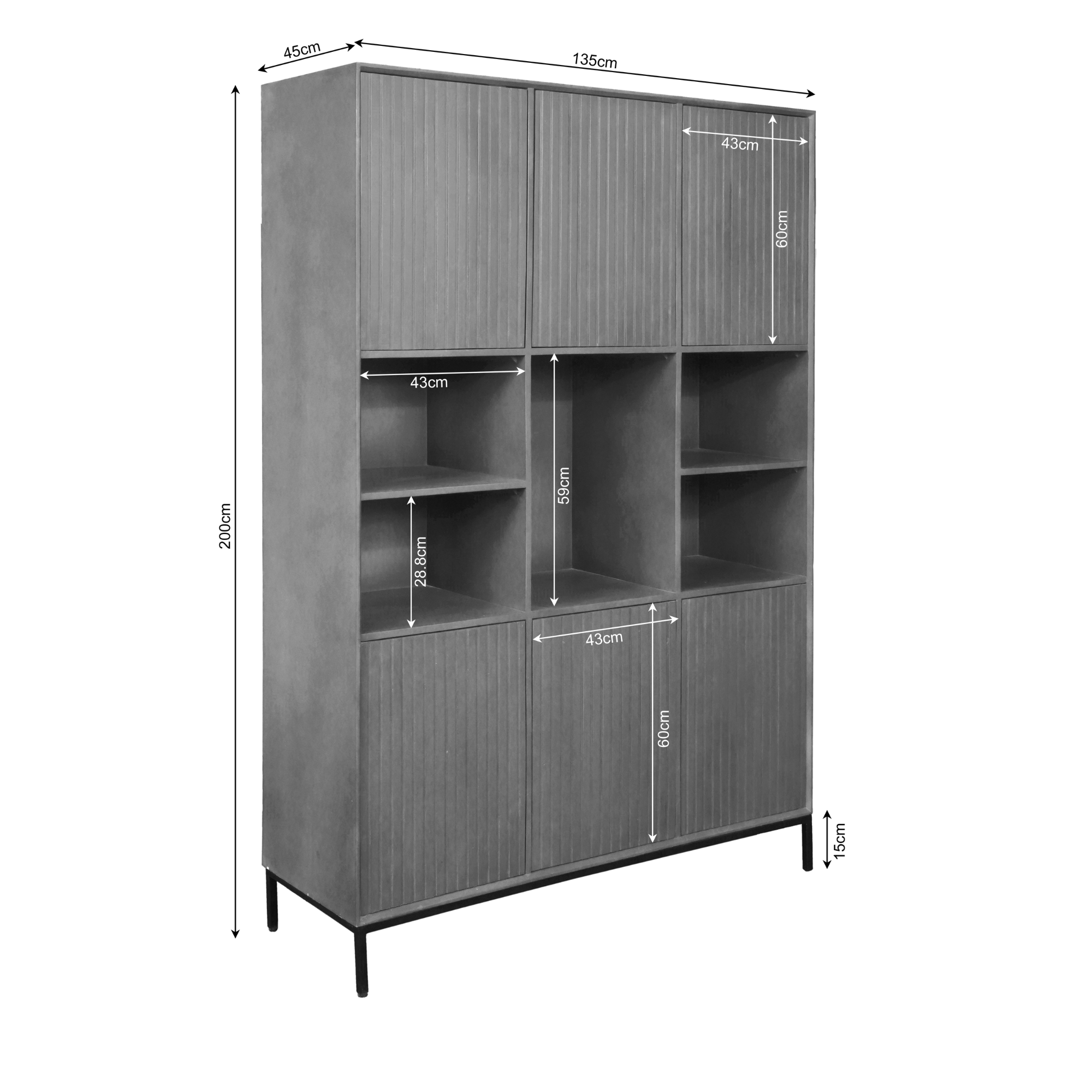 Vakkenkast Madison XL Brown | 135 cm (Mangohout, Bruin|Zwart) - Starfurn - Zwart