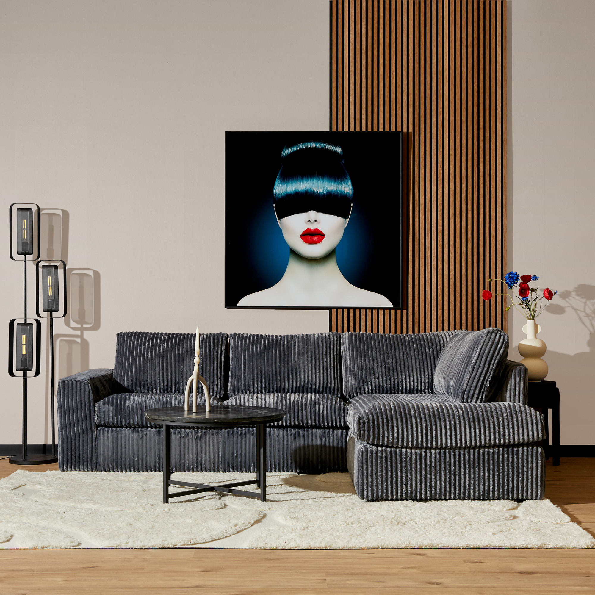 MySofa hoekbank Teddy | Antraciet | 2,5 zits + Divan Rechts
