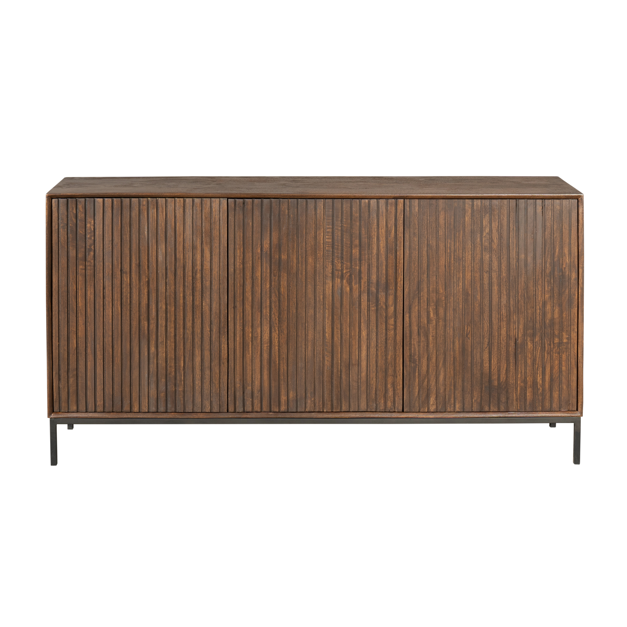 Dressoir Madison Zwart Mangohout 165 cm in een sfeervolle woonkamer met abstract schilderij en vloerkleed - Starfurn - Bruin / Zwart